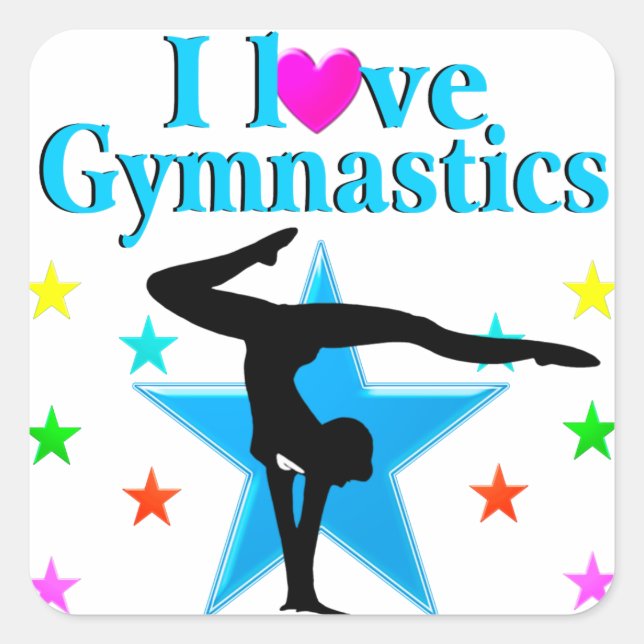 SCHÖNES BLAU I LIEBE GYMNASTICS DESIGN QUADRATISCHER AUFKLEBER (Vorderseite)