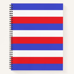 Schönes Blau Rot Weiß Streifen Notizbuch
