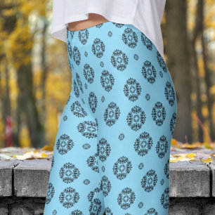 Schönes Blau-Schwarz-Mandela-Muster Leggings