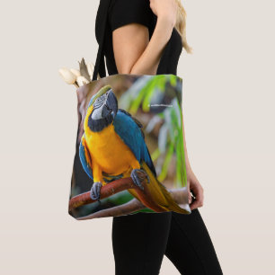 Schönes Blau und Gold Macaw Tasche