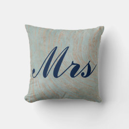 Schönes Blau und Kupfer Marmor Design Mr. und Mrs. Kissen