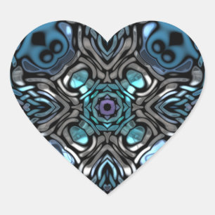 Schönes Blau- und Schwarz-Inlay-Design Herz-Aufkleber