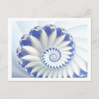 Schönes Blau und Weiß Meer Muschel Feines Fraktal  Postkarte