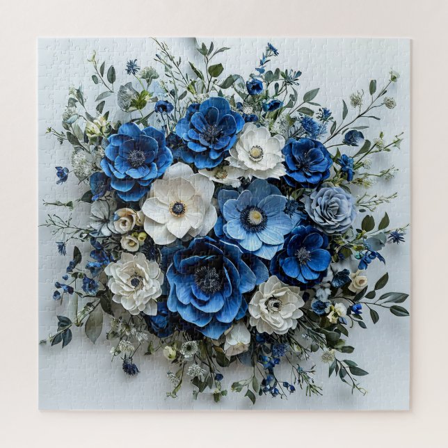 Schönes Blau-Weiß-Blumenarrangement (Vertikal)