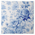 Schönes Blau & Weiße Rosen & Wildblumen Fliese<br><div class="desc">Schöne,  saubere und traditionelle China Blau-Weiß Aquarell Rose und Wildblumen.</div>