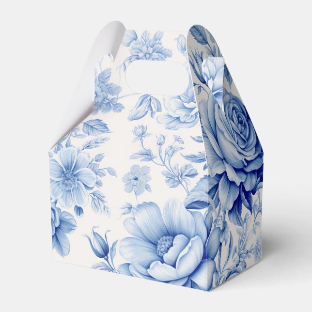 Schönes Blau & Weiße Rosen & Wildblumen Geschenkschachtel (Vorderseite)