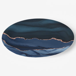 Schönes blaues Agate-Muster nach Quarantäne-Party Pappteller