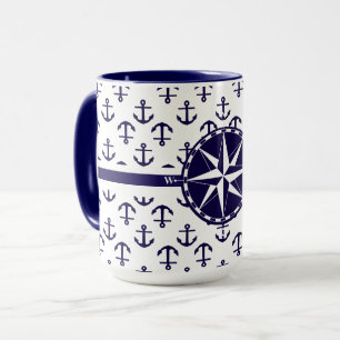 Schönes blaues Anker-Muster nautisches Thema Tasse