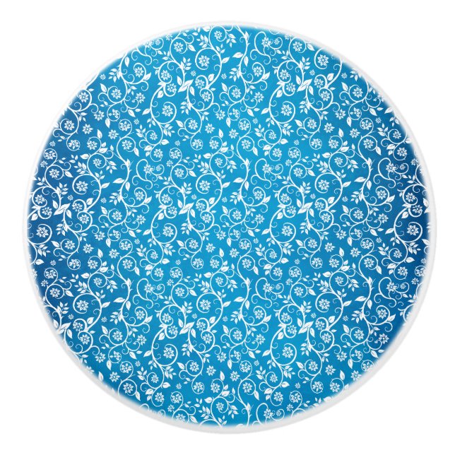 Schönes blaues geometrisches Muster Keramikknauf (Vorderseite)
