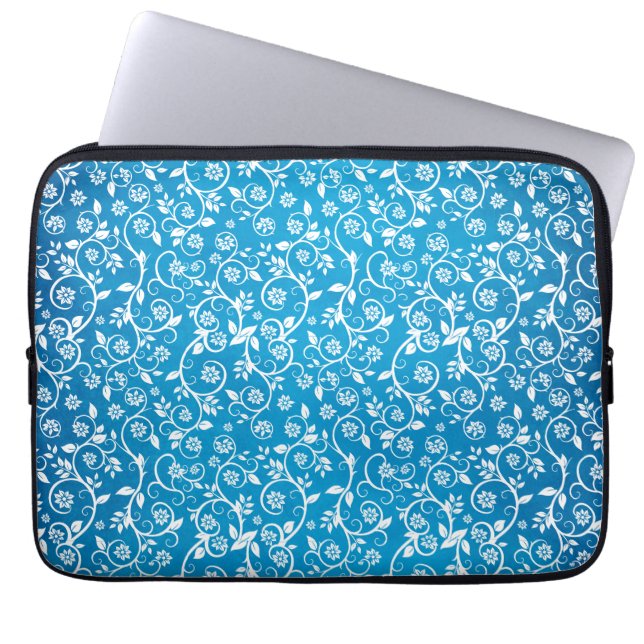Schönes blaues geometrisches Muster Laptopschutzhülle (Vorderseite)