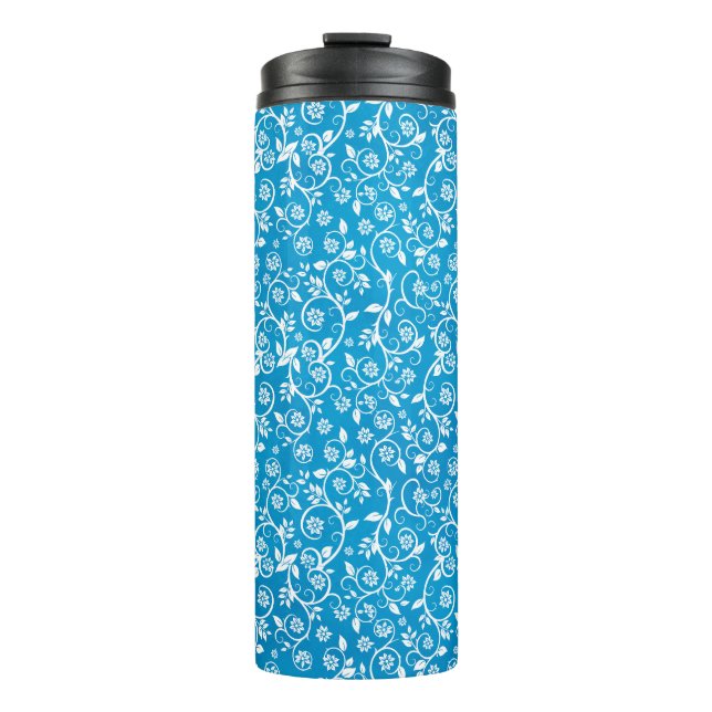 Schönes blaues geometrisches Muster Thermosbecher (Vorderseite)