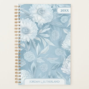 Schönes blaues Wasserfarben-Blumenlogo mit individ Planer