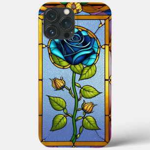 Schönes Bleiglasfenster mit blauer Rose Case-Mate iPhone Hülle