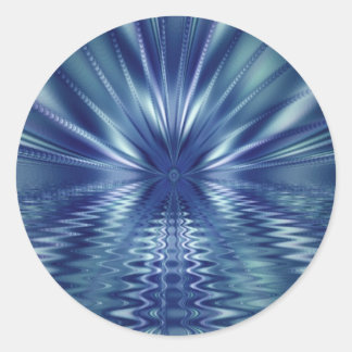 Schönes Blue Fine Fraktal Art Runder Aufkleber