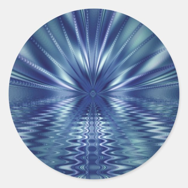 Schönes Blue Fine Fraktal Art Runder Aufkleber (Vorderseite)