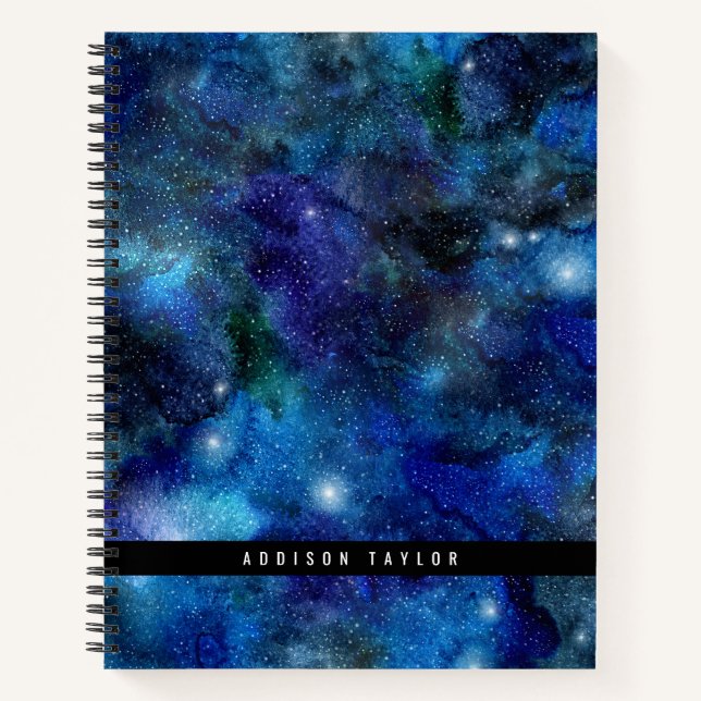 Schönes Blue Galaxy Starry Night Sky Notebook Notizbuch (Vorderseite)