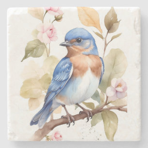Schönes Bluebird Wasserfarbenbild Steinuntersetzer