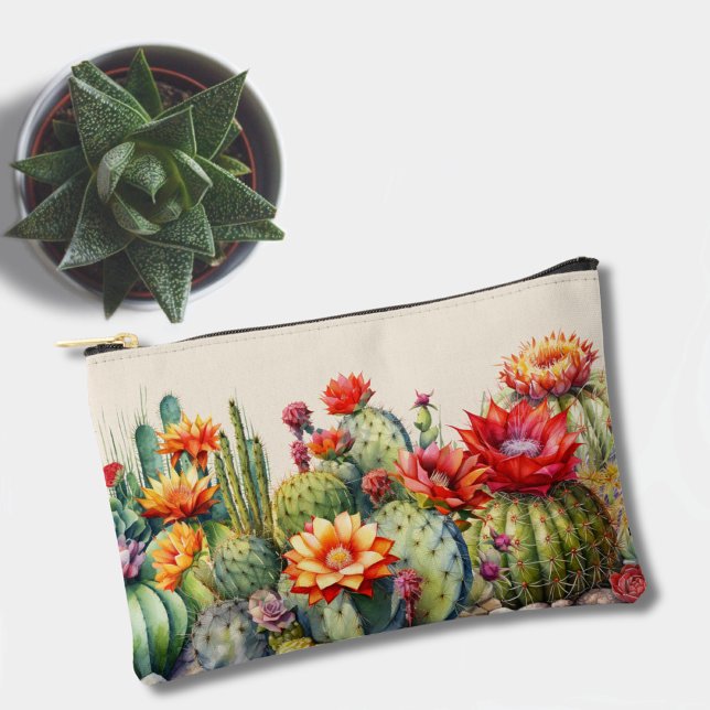 Schönes blühendes Cacti Small Zubehörtasche (Von Creator hochgeladen)