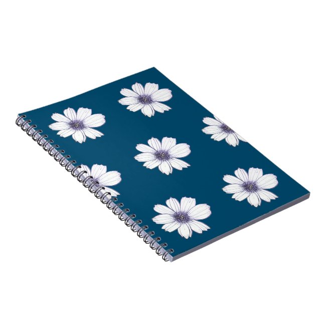 Schönes Blume Blue Design Notebook Notizblock (Rechte Seite)