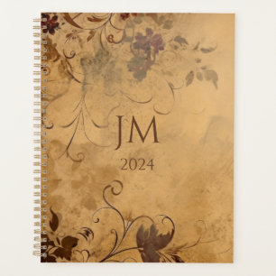 Schönes Blumendesign auf Vintagem Papier Planer