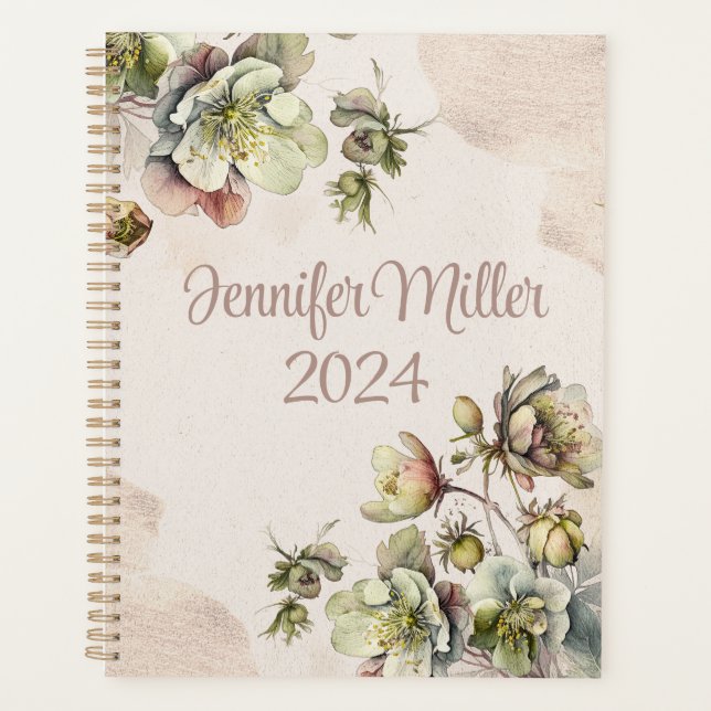 Schönes Blumendesign in Aquarelltönen Planer (Vorderseite)
