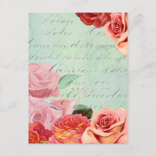 schönes Blumendesign Vintage Rose Postkarte