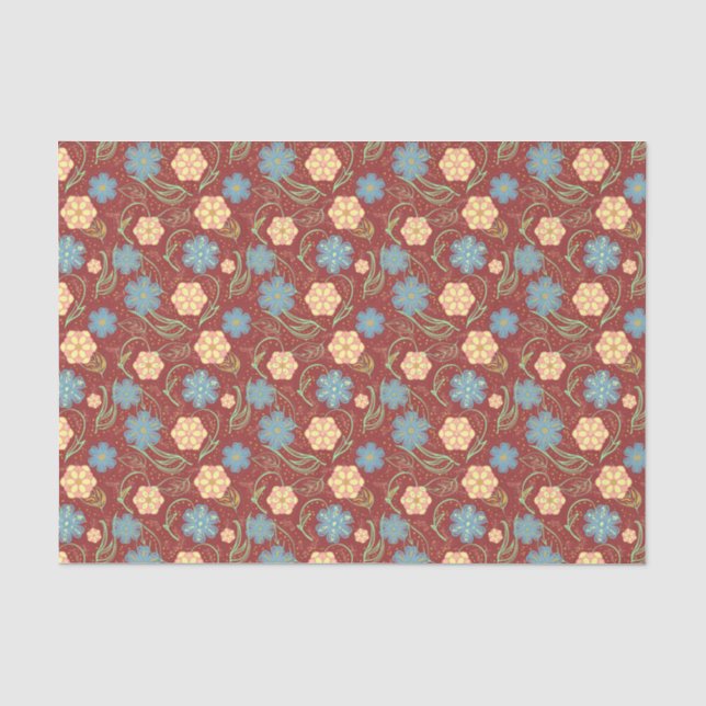 Schönes, blumengeschmücktes modernes Muster - rot Seidenpapier (Vorderseite)