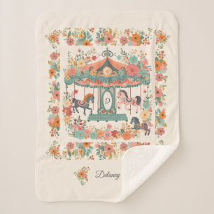 Schönes, blumengeschmücktes Pferd Custom Monogram Sherpadecke