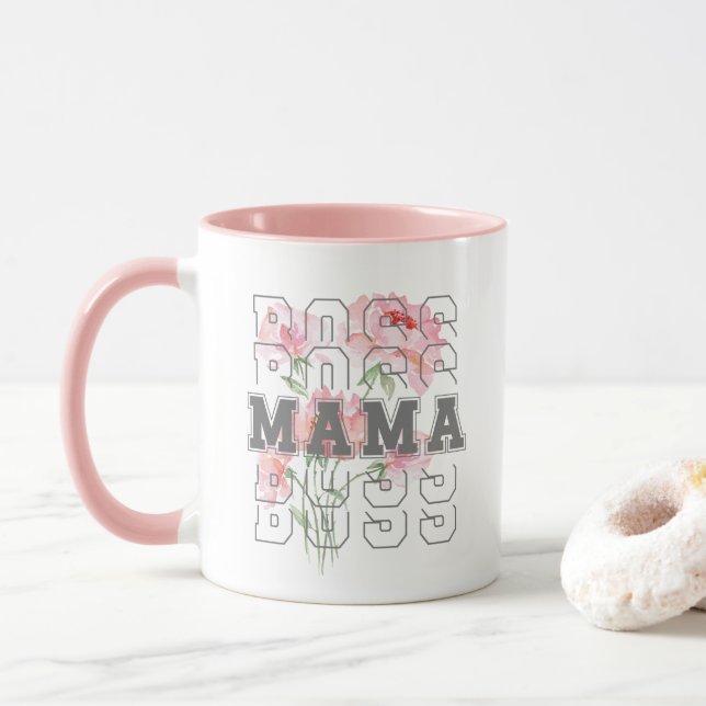 Schönes Blumenkoss mama l Modern rosa Tasse (Mit Donut)