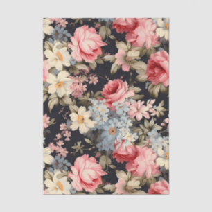 Schönes Blumenmuster auf dunklem Hintergrund Seidenpapier