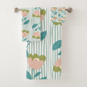 Schönes Blumenmuster im Wasser Feminine Blau Badhandtuch Set