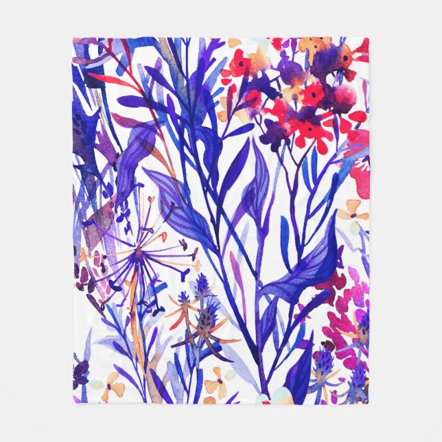 Schönes Blumenmuster in Aquarellfarben Fleecedecke (Vorderseite)