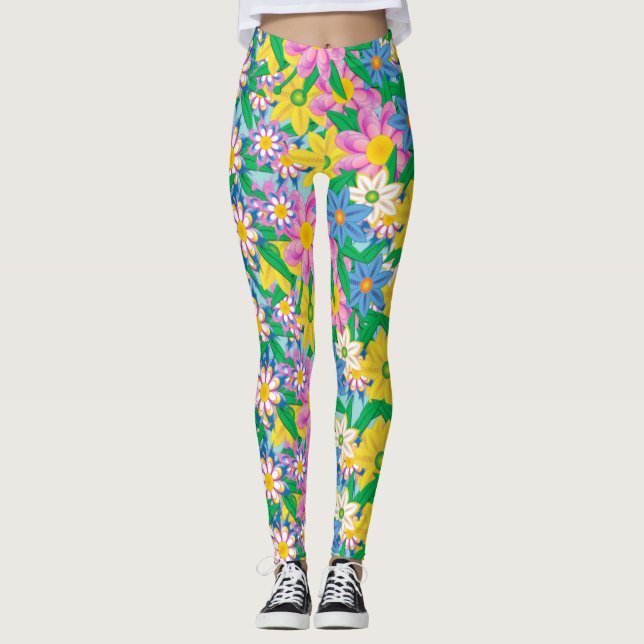 Schönes Blumenmuster Leggings (Vorderseite)