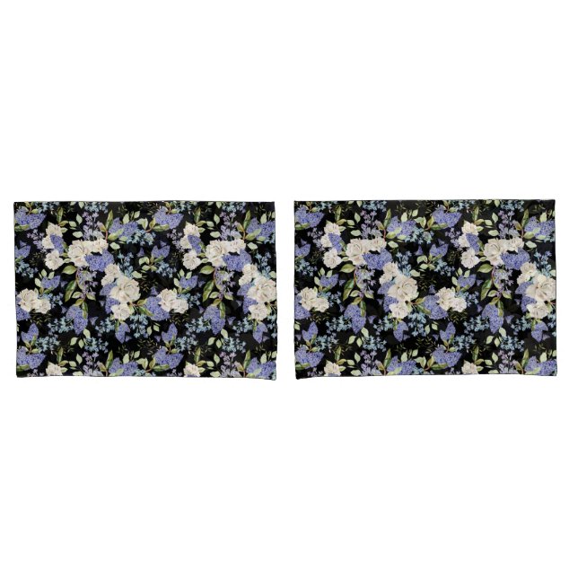 Schönes Blumenmuster Lilac Rose Foliage Kissenbezug (Vorderseite-Set)