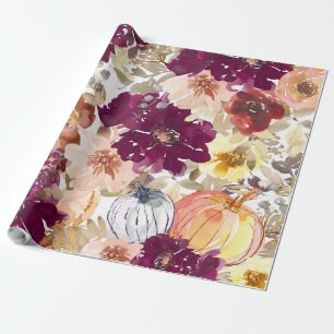 Schönes Blumenmuster mit leuchtendem Herbst Geschenkpapier