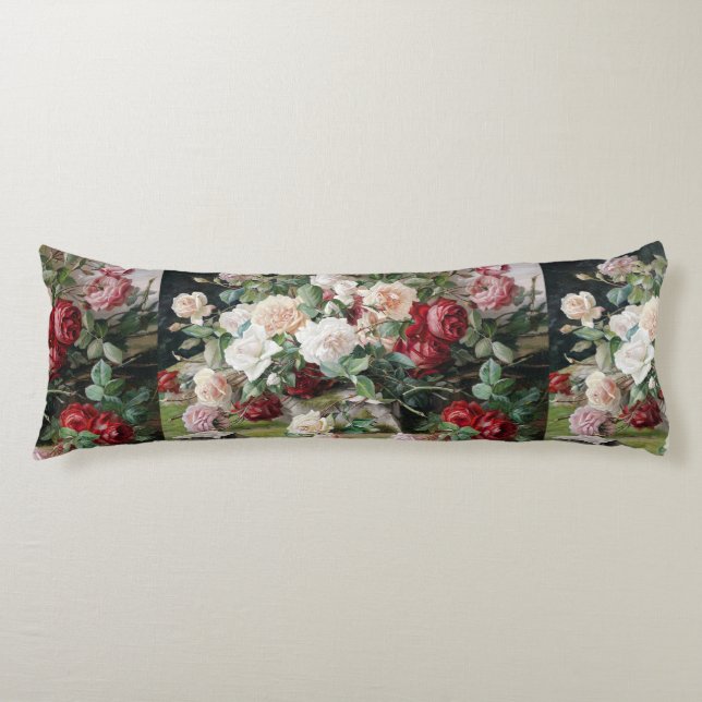Schönes Blumenmuster mit Rose und Folien Seitenschläferkissen (Vorderseite)