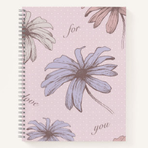 Schönes Blumenmuster mit Text romantischer Polka P Notizbuch