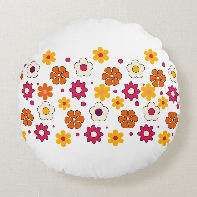 Schönes Blumenmuster Rundes Kissen (Vorderseite)