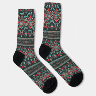 Schönes Blumenmuster Stitch Stickerei Stickerei Socken