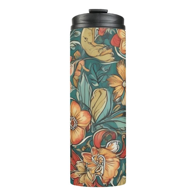 Schönes Blumenmuster Thermosbecher (Vorderseite)