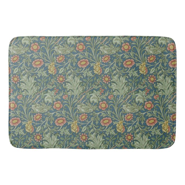 Schönes Blumenmuster William Morris Green Pink Badematte (Vorderseite)
