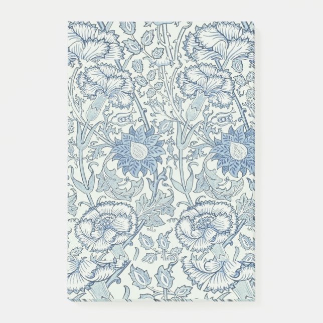 Schönes Blumenmuster Williams Morris, Blau, Rose Post-it Klebezettel (Vorderseite)