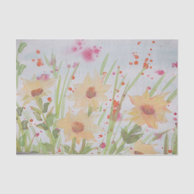 Schönes Blumenpapier in Aquarellfarben Seidenpapier (Vorderseite)