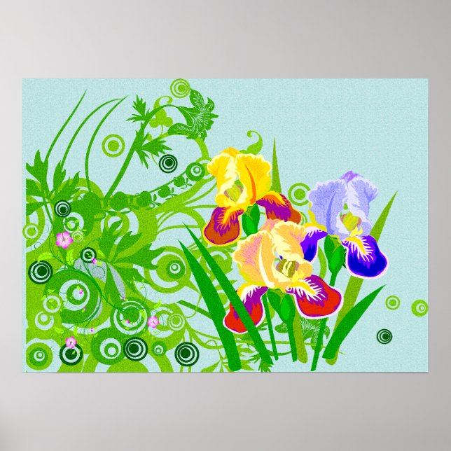 Schönes Blumenposter oder Print Iris-Blume Poster (Vorne)