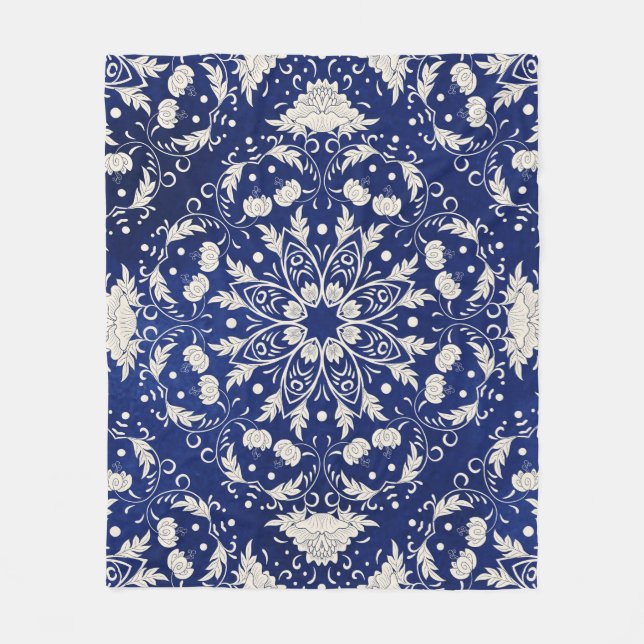 Schönes Blumenquadratisches Muster Fleecedecke (Vorderseite)