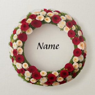 Schönes Blumenreich mit farbenfrohen Blume Rundes Kissen