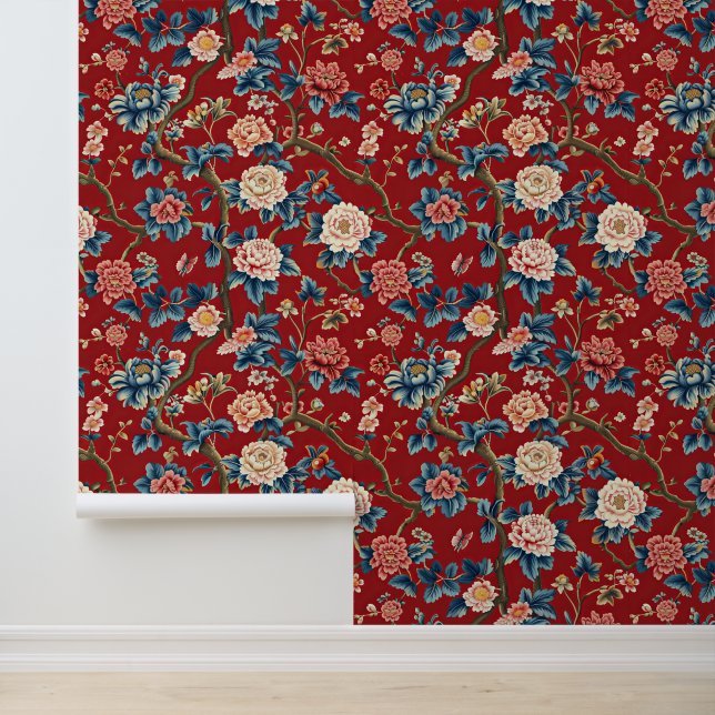 Schönes Blumenrotes Elegant Tapete (Anwendung)