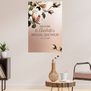 Schönes Blush Beige Rose Brautparty Willkommen Poster