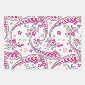 Schönes Bohemisches Paisley Pink Art Design Geschenkpapier Set
