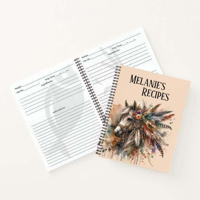 Schönes Boho-Pferd Notizbuch (Innenseite)